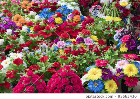 Arrangement of artificial flowers, Charminar, Hyderabad, India Arrangement of artificial flowers, Charminar, Hyderabad, India 95663430