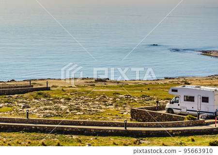 Camper rv camping on spanish coast 95663910
