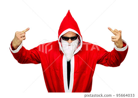 Santa with middle finger up 95664033