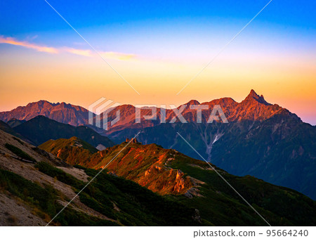 Northern Alps Mt. Yarigatake from the Hotaka mountain range Northern Alps Mt. Yarigatake from the Hotaka mountain range 95664240