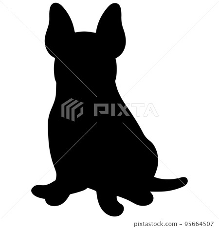 一個簡單而可愛的鬥牛梗剪影坐在前面 95664507