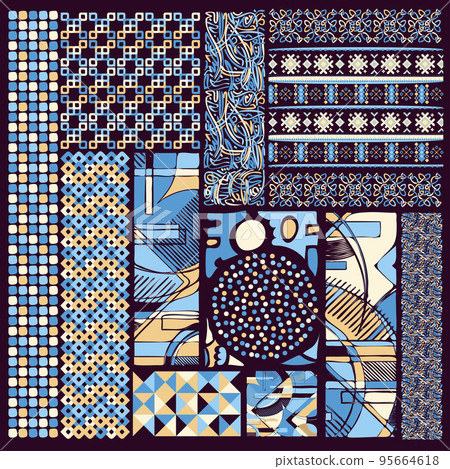 Abstract blue color design collage 95664618