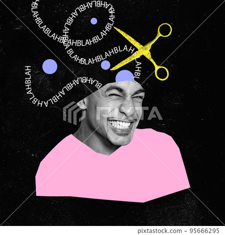 Boiling brain. Contemporary art collage, modern design. Family crises of relationship can happen at any time. Concept of male and female psychology. 95666295