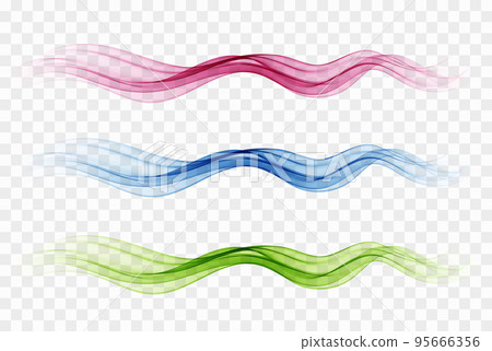 Set of abstract colors wave smoke transparent blue, pink, green color.Wavy divider design 95666356