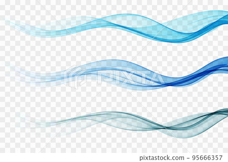 Blue wave flow, transparent wave smoky wave, set 95666357