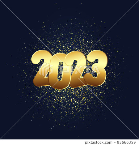 2023 Merry Christmas and Happy New Year Abstract shiny color golden design element 95666359