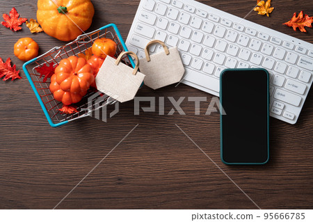 autumn shopping cart sale background Autumn shopping ショッピング 95666785