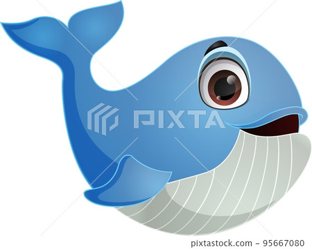 Cute whale cartoon on white background 95667080