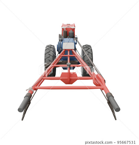 3D render thailand tractor hand control rear view. png illustration. 95667531