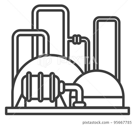 Chemical plant. Industrial building black line icon Chemical plant. Industrial building black line icon 95667785