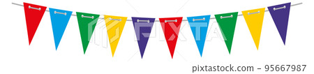 Colorful bunting. Decorative paper triangles. Holiday garland 95667987