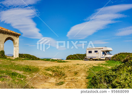 Caravan on beach by Punta Mala, Alcaidesa Spain Caravan on beach by Punta Mala, Alcaidesa Spain 95668099