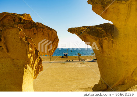 Rock formations in Bolnuevo, Spain 95668159