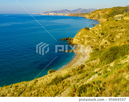 Spanish coast landscape, cliffs in Andalusia. 95669597