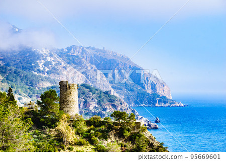 Spanish coast with Pine Tower, Andalusia. 95669601
