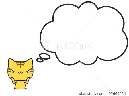 A tiger with a shy upper body and a simple fluffy balloon A tiger with a shy upper body and a simple fluffy balloon 95669654