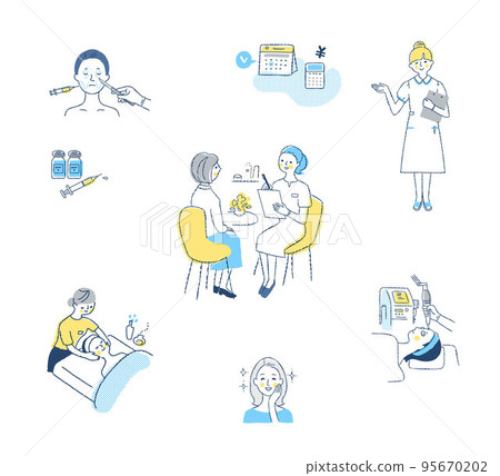 Cosmetic dermatology and beauty salons various scene sets Cosmetic dermatology and beauty salons various scene sets 95670202