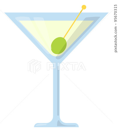 Martini icon. Cocktail alcohol drink with olive Martini icon. Cocktail alcohol drink with olive 95670315