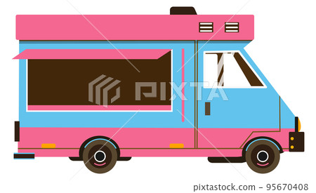 Ice cream truck. Pink food stand transport Ice cream truck. Pink food stand transport 95670408
