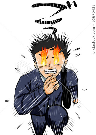 Male office worker running passionately Male office worker running passionately 95670435