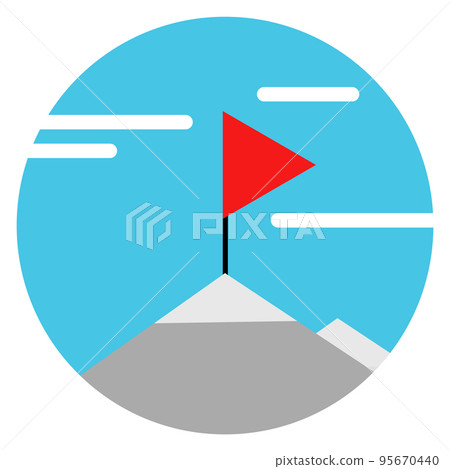 Goal icon. Business strategy round symbol. Red flag priority 95670440