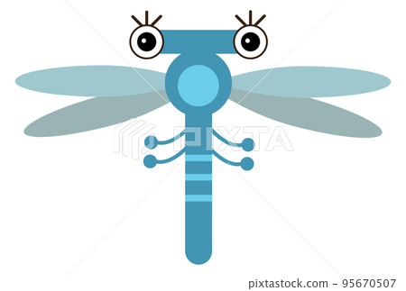 Dragonfly character. Cute cartoon winged blue insect 95670507
