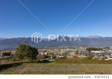 View of the Northern Alps from Azumino, Ikeda Town, Nagano Prefecture 95670521