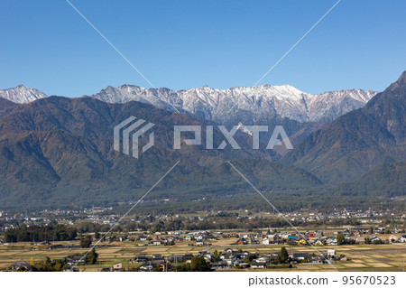 View of the Northern Alps from Azumino, Ikeda Town, Nagano Prefecture View of the Northern Alps from Azumino, Ikeda Town, Nagano Prefecture 95670523