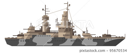 Military ship icon. Armed boat. Navy force 95670534