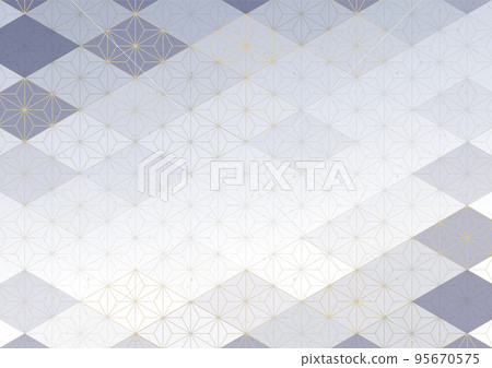Japanese style background illustration decorated with hemp leaf pattern and rhombus Japanese style background illustration decorated with hemp leaf pattern and rhombus 95670575