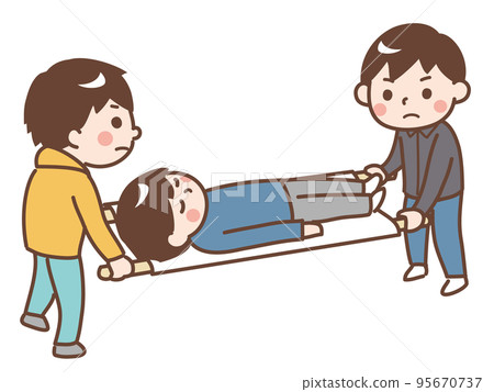 一個用擔架抬著人的孩子 一個用擔架抬著人的孩子 95670737