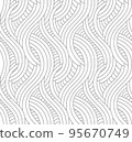Vector black seamless linear pattern in minimalism style. Simple monochrome seamless pattern of thin smooth lines. 95670749