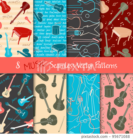 Set of musical seamless patterns - Stock Illustration [95671088] - PIXTA