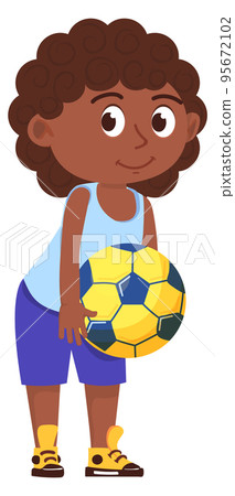 Soccer player kid. Black child with football ball Soccer player kid. Black child with football ball 95672102