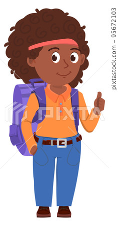 Black school boy character. Cartoon happy kid Black school boy character. Cartoon happy kid 95672103