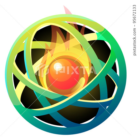 Fantasy planet with hot kernel. Firing fantastic space body Fantasy planet with hot kernel. Firing fantastic space body 95672133