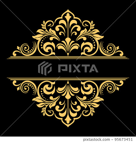 Vintage gold and black element. Graphic vector design. Damask graphic ornament 95673451