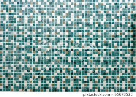 Blue glass wall mosaic for texture background 95673523