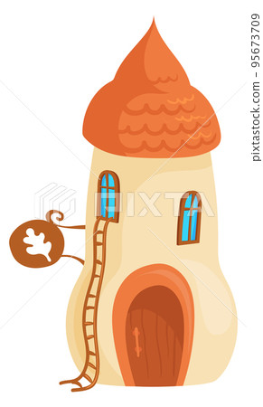 Cute forest fairy house. Cartoon gnome building Cute forest fairy house. Cartoon gnome building 95673709