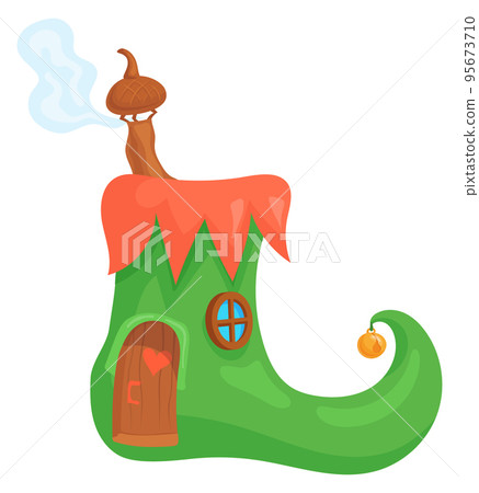 Elf cottage. Liitle fairy house in boot. Gnome village 95673710
