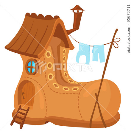 Brown boot house. Funny cartoon fairy building 95673711