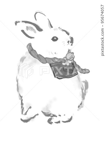 Rabbit watercolor style illustration vector 95674057