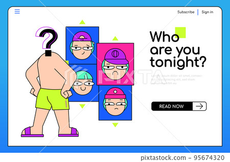 Who are you tonight - colorful flat design style banner 95674320