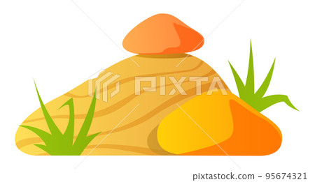 Stones and grass - modern flat design style single isolated image 95674321