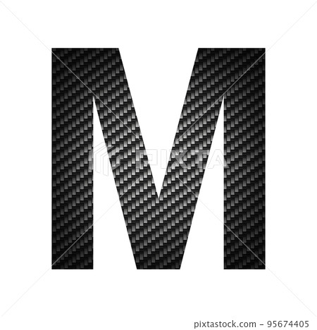 English alphabet letter M, carbon dark texture on white background - Vector 95674405