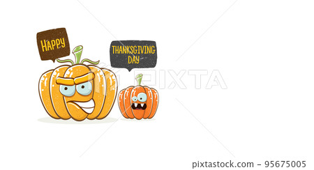 Funny Thanksgiving day horizontal banner with vector funny cartoon cute smiling friends pumpkins isolated on white background. Thanksgiving day cute banner and label design template with pumpkins Funny Thanksgiving day horizontal banner with vector funny cartoon cute smiling friends pumpkins isolated on white background. Thanksgiving day cute banner and label design template with pumpkins 95675005