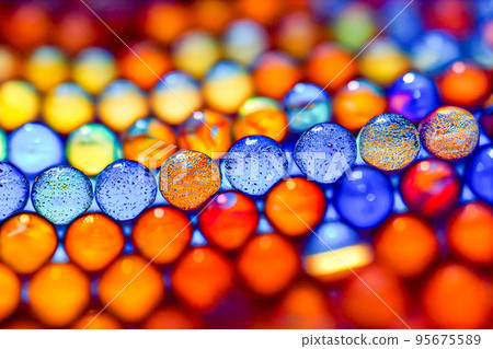 Beautiful abstract glass marbles in various sizes and colors. Colorful background 3D illustration 95675589