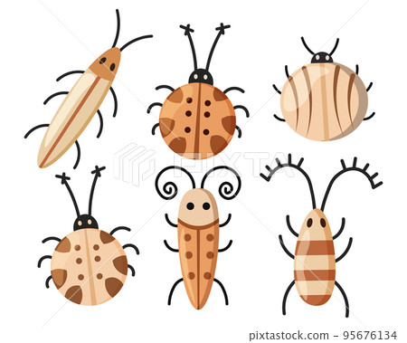 Set of different insects, beige colors. Illustration, vector Set of different insects, beige colors. Illustration, vector 95676134