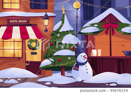 Fairytale exterior or street landscape vector card 95676154