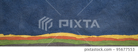 abstract landscape in green, yellow, black and blue 95677553